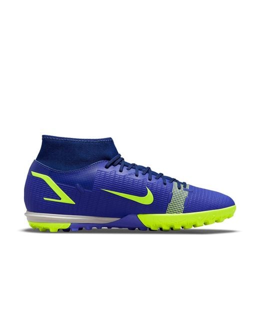 Nike Blue Mercurial Superfly 8 Academy Tf Turf High-Top Soccer Shoes for men