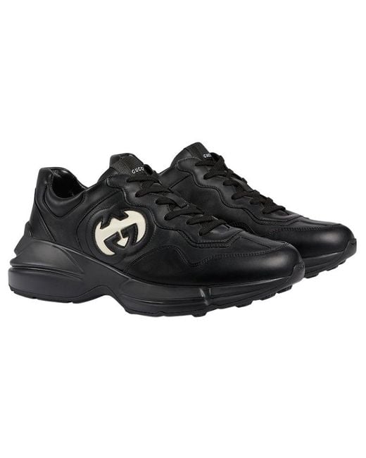 Gucci Black Rhyton 'Interlocking G for men