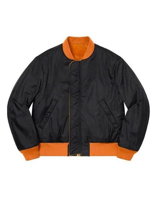 Supreme Orange Clayton Patterson Skulls Velvet Ma-1 Jacket for men