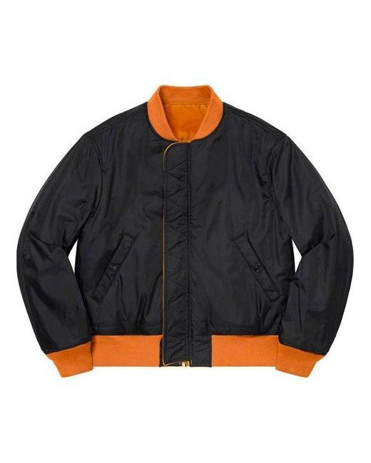 Supreme Orange Clayton Patterson Skulls Velvet Ma-1 Jacket for men