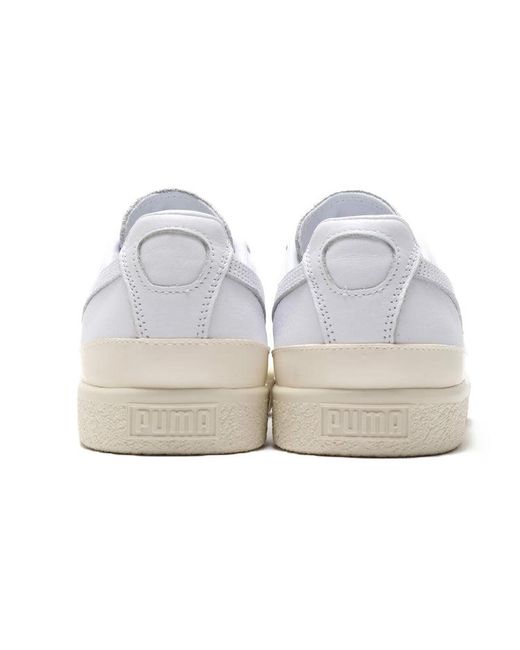 PUMA White Clyde Rubber Toe Leather Leisure Board Shoes for men