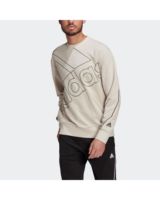 Adidas Natural U Favs Q1 Swt Logo Printing Sports Pullover Round Neck Bauxite for men