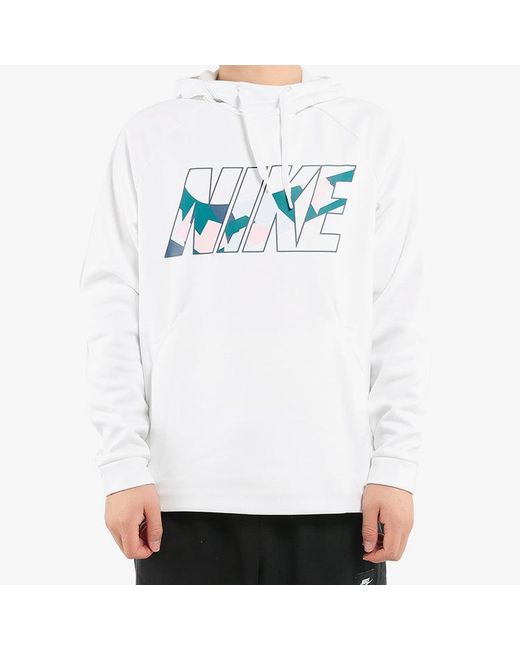 Nike White Logo Printing Fleece Lined Stay Warm Sports Pullover Drawstring for men