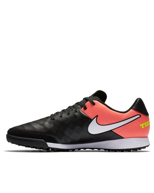 Nike Black Tiempox Genio 2 Leather Tf Volt' for men