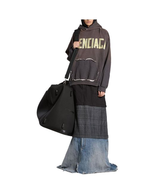 Balenciaga Gray Tape Type Ripped Pocket Hoodie Large Fit 'Dark' for men