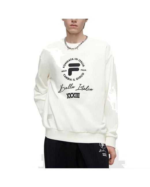 Fila White Logo Printed Sweater for men
