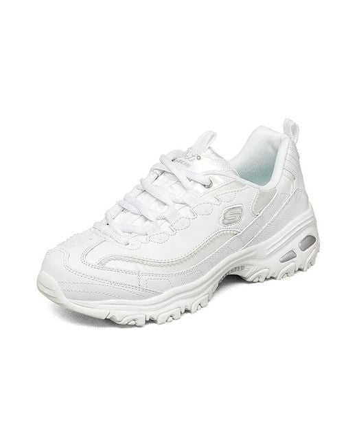 Skechers White (Wmns) D Lites Low-Top Running Shoes