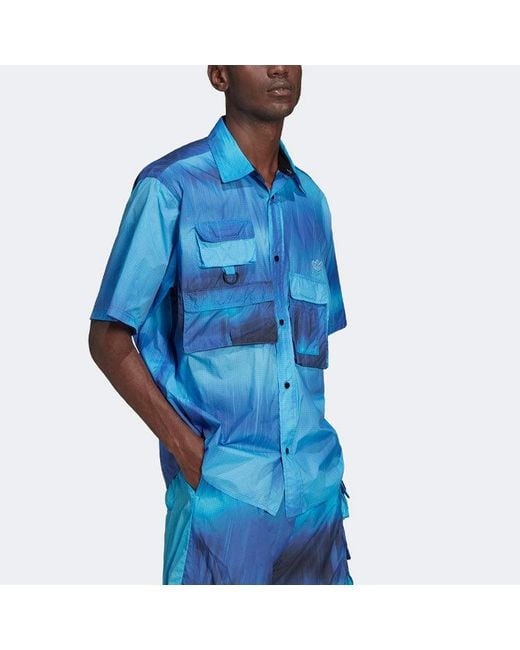 Adidas Blue Gradient Pocket Sports Short Sleeve Shirt for men