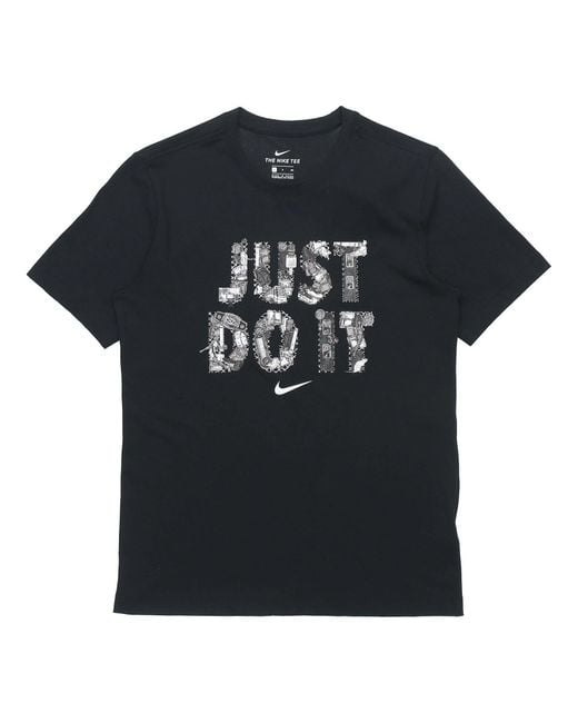 Nike Black Just Do It Alphabet Printing Sports Short Sleeve for men