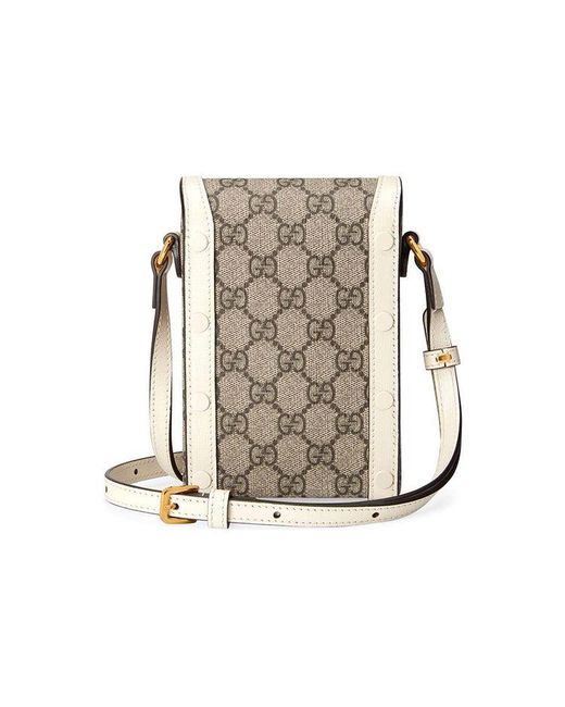 Gucci Gray Horsebit 1955 Logo Canvas Phone Bag Box Shoulder Messenger Bag 'Mini Ebony'