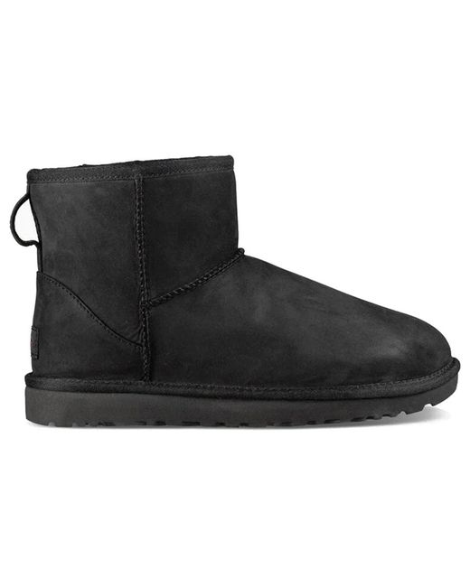 Ugg Black (Wmns) Classic Mini Leather Snow Boots