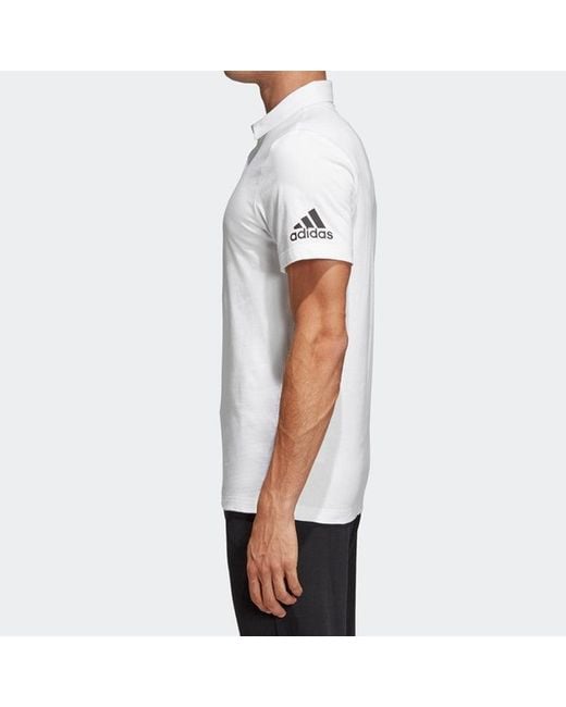 Adidas White Mh Plain Polo Sports Round Neck Short Sleeve Polo for men
