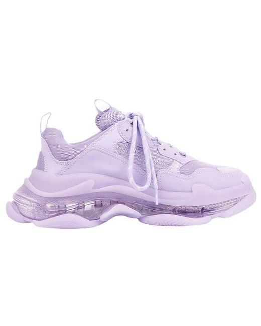 Balenciaga Purple Triple S Clear Sole Sneakers In Mesh And Nylon