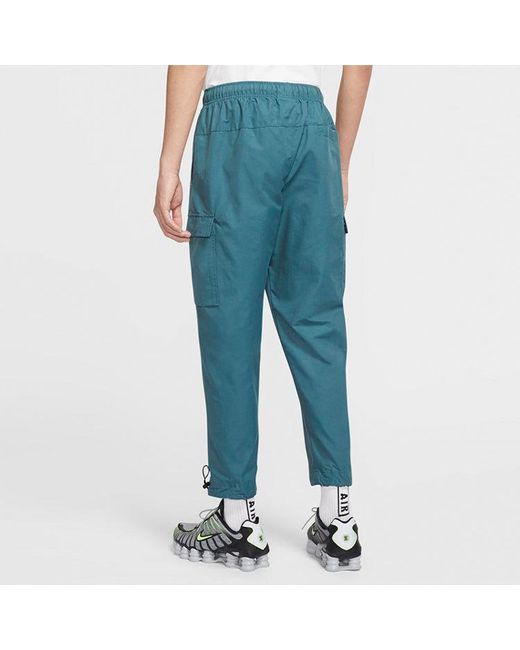 Nike Blue Sportswear Logo Small Label Embroidered Woven Cargo Long Pants for men