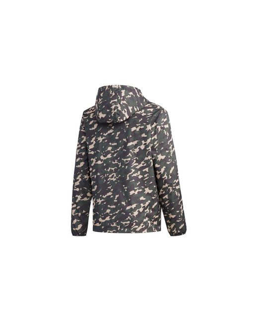 Adidas Gray Ai Wb Camo Zipper Casual Sports Hooded Jacket for men