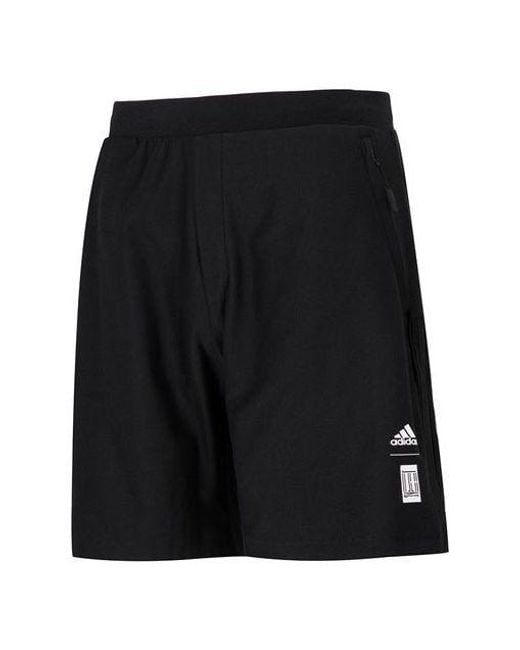 Adidas Black Wj Cl Kn Sh Solid Color Breathable Athleisure Casual Sports Knit Shorts for men