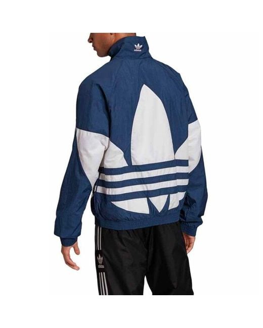Adidas Blue Originals Large Logo Zipper Sports Jacket for men