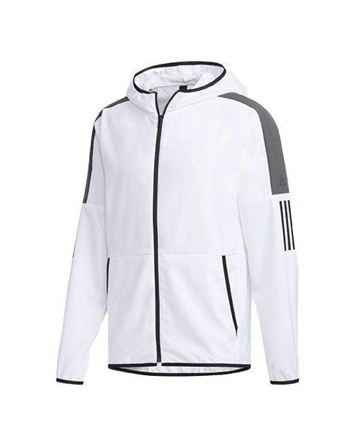 Adidas Blue Casual Sports Contrasting Colors Hooded Woven Jacket for men