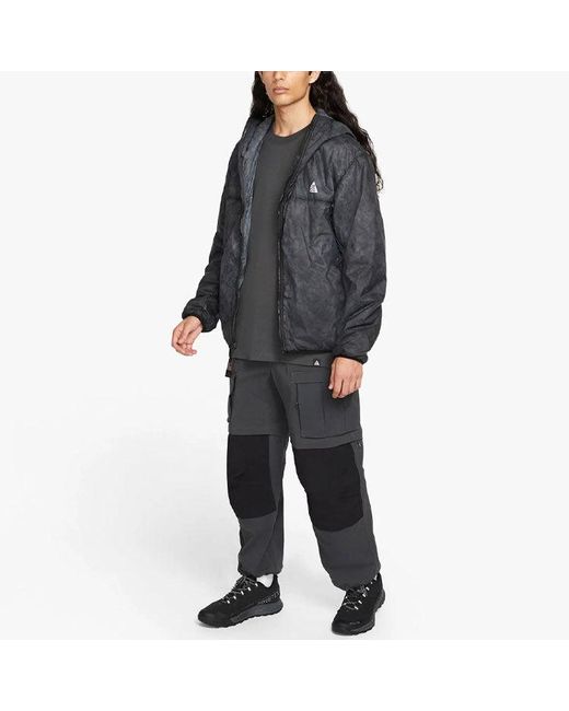 Nike Black Acg Therma-Fit Adv Rope De Dope Solid Color Zipper Hooded Long Sleeves Jacket for men