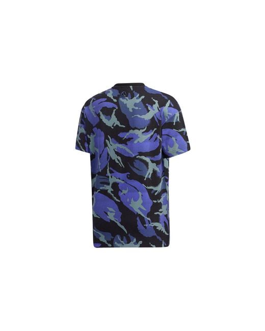 Adidas Blue Ub Gfx T Aop Sports Camouflage Printing Short Sleeve for men