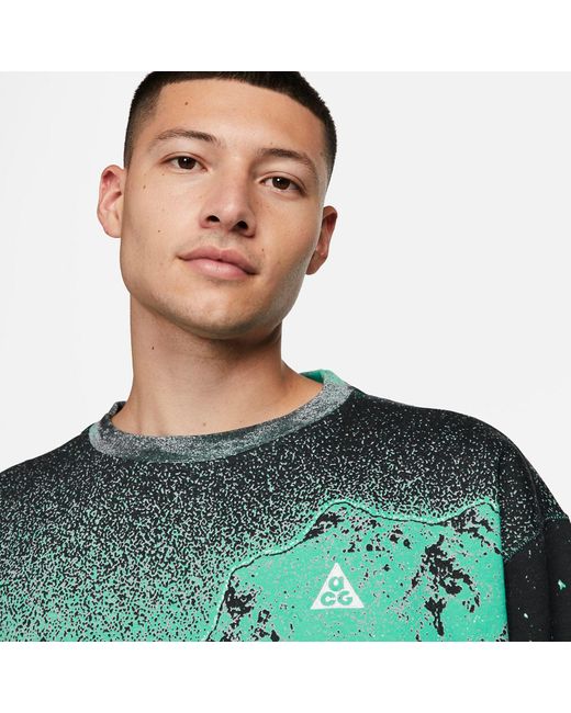Nike Green Acg Therma-Fit All-Over Print Fleece Crew 'Light Menta' for men