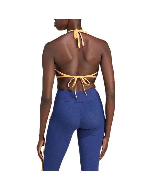 Adidas Blue (Wmns) Originals Rib Neck Halter Long Sleeve Top Asia Sizing 'Dark'