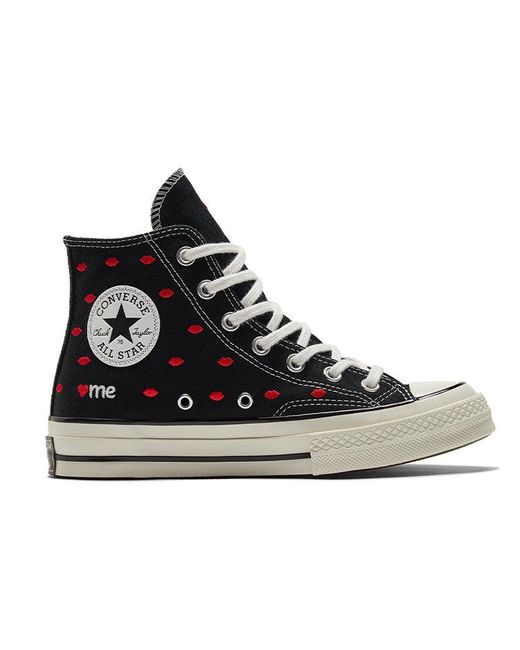 Converse Black Chuck 70 Embroidered Lips High 'Love Me for men