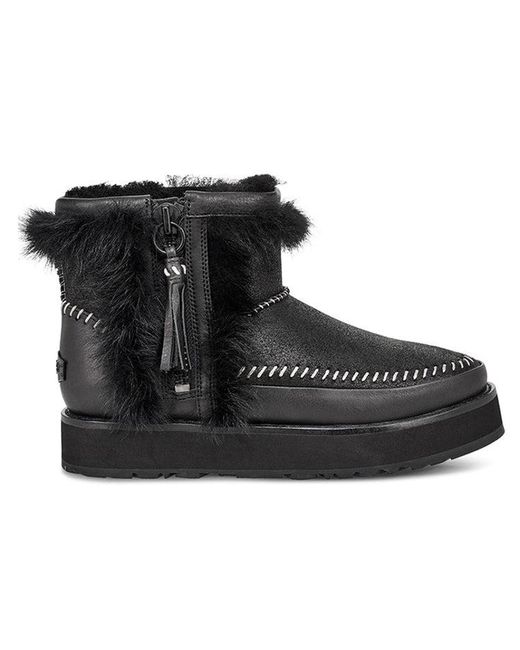 Ugg Black (Wmns) Fluff Punk Boot Fleece Lined