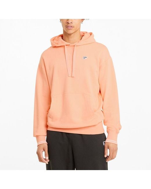 PUMA Orange Downtown Logo Hoodie for men