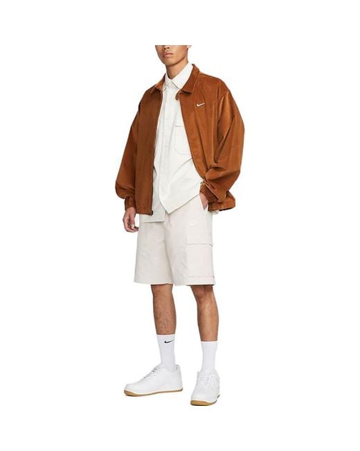Nike White Life Woven Military Short-sleeve Button-down Shirt Cotton for men