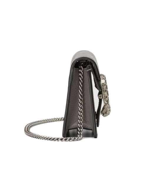 Gucci Gray (Wmns) Dionysus Tiger Head Leather Chain Shoulder Messenger Bag Mini Classic