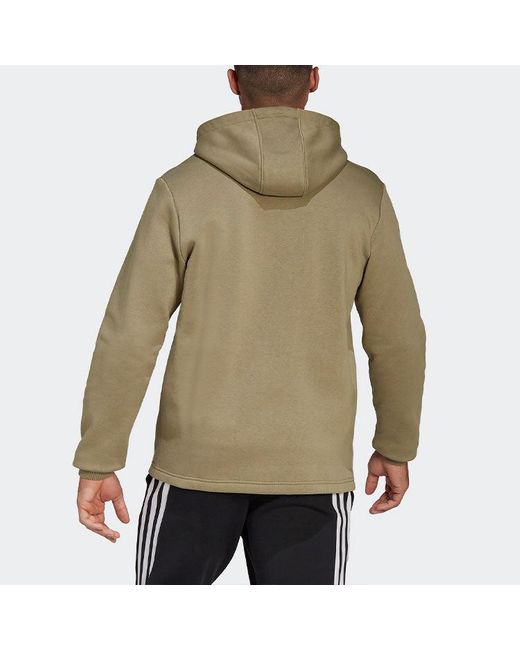 Adidas Green Solid Color Zipper Long Sleeves Sports Hooded Jacket for men
