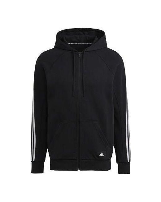 Adidas Blue Long Sleeves Zipper Hooded Jacket for men