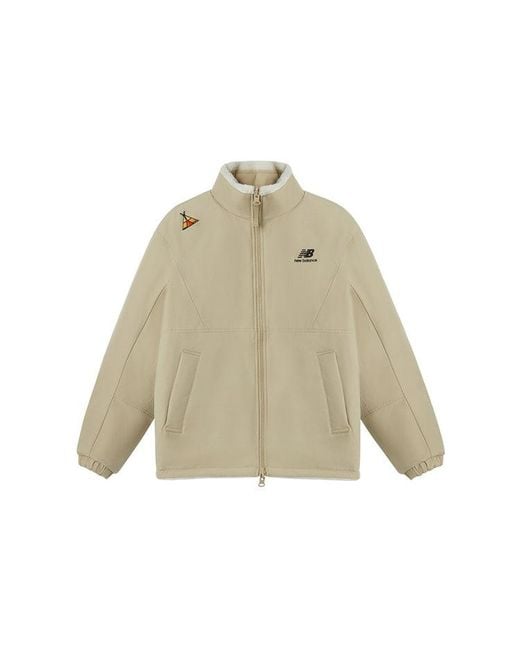 New Balance Natural X Jhi Crossover Stay Warm Splicing Lamb's Wool Reversible Stand Collar Jacket Couple Style