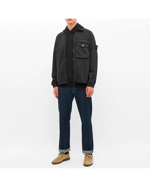 Stone Island Black Garment Dyed Popover Hoodie for men