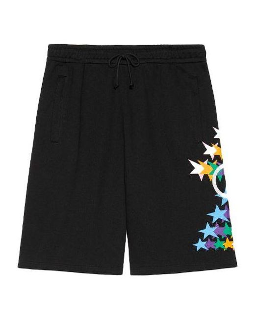 Gucci Black Ss21 Interlock Double G Printing Cotton Shorts for men
