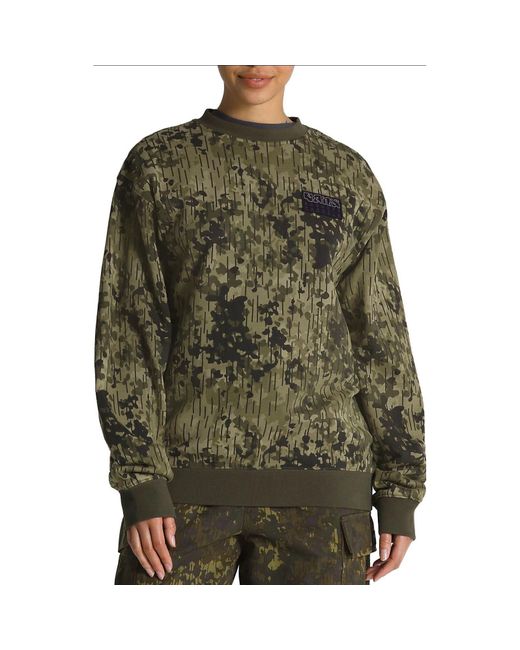 Vans Green Rain Camo Crew Sweatshirt for men