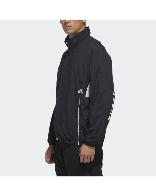 Adidas Black Outlets Stand Collar Casual Sports Jacket for men