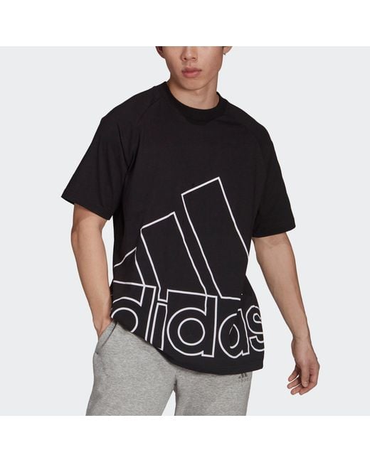 Adidas Black U Big Logo T Printing Round-Neck