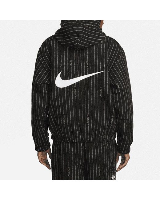 Nike Black X Stussy Stripe Wool Jacket 'Antique' for men