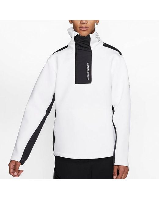 Nike Blue 23 Engineered Stand Collar Knit Contrasting Colors Half Zipper for men