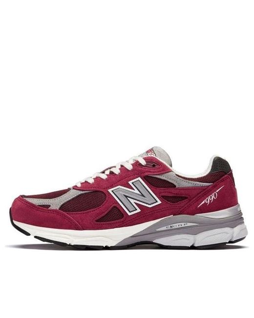 New Balance Made In Usa 990v3 In Red/grey Leather for men