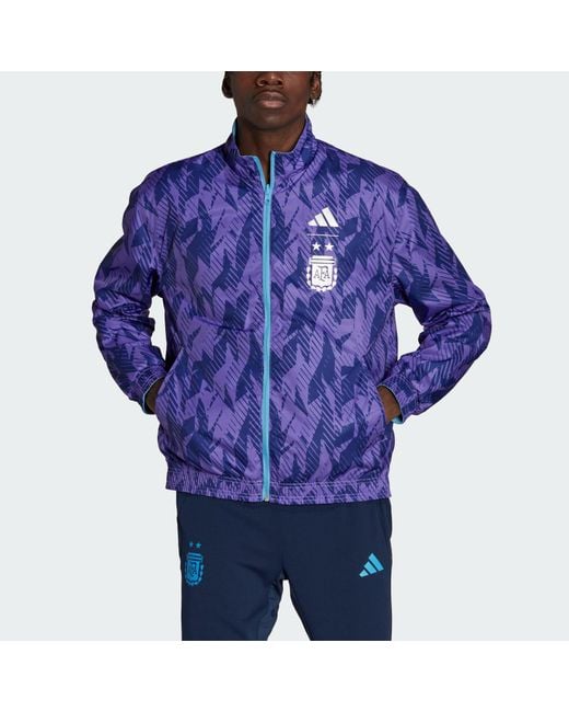 Adidas Blue Argentina Anthem Jacket Sports Soccer Running Top for men