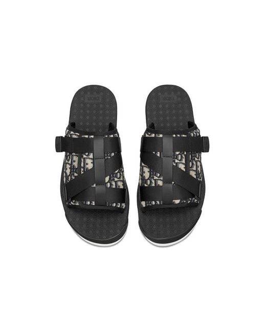 Dior Black Alpha Oblique Slippers for men