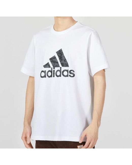 Adidas White Camo Short Sleeve Tee for men