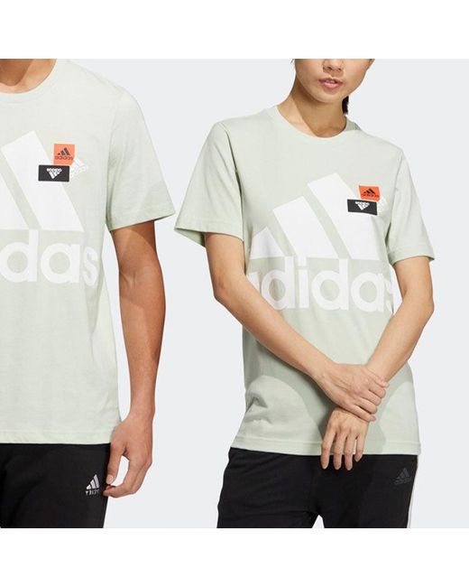 Adidas White Logo Printing Round Neck Short Sleeve T-Shirt for men