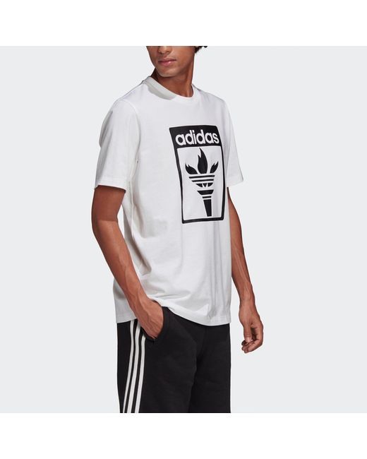 Adidas White Originals Tee 1 Logo Printing Sports Short Sleeve for men