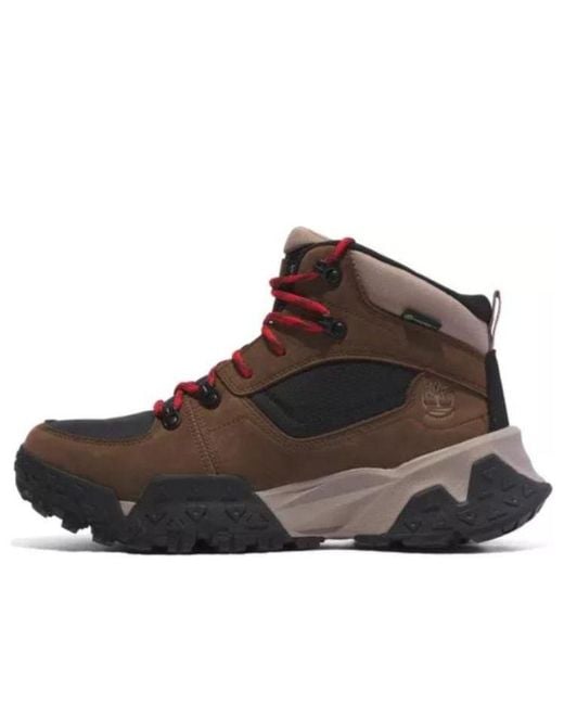 Timberland Brown Motion Scramble Mid Lace-Up Waterproof Hikers 'Dark Nubuck' for men