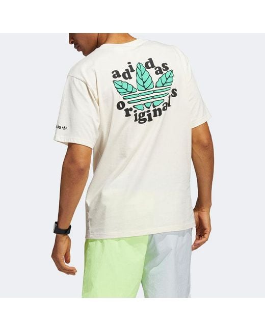 Adidas White Originals Trefoil Leaves Back Large Logo Alphabet Printing Athleisure Casual Sports Short Sleeve T-Shirt for men