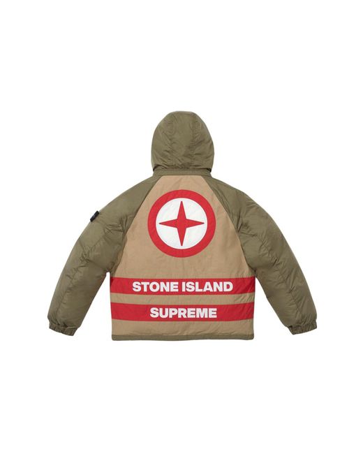 Supreme Green X Stone Island Fw23 Week10 Reversible Down Puffer Jacket for men